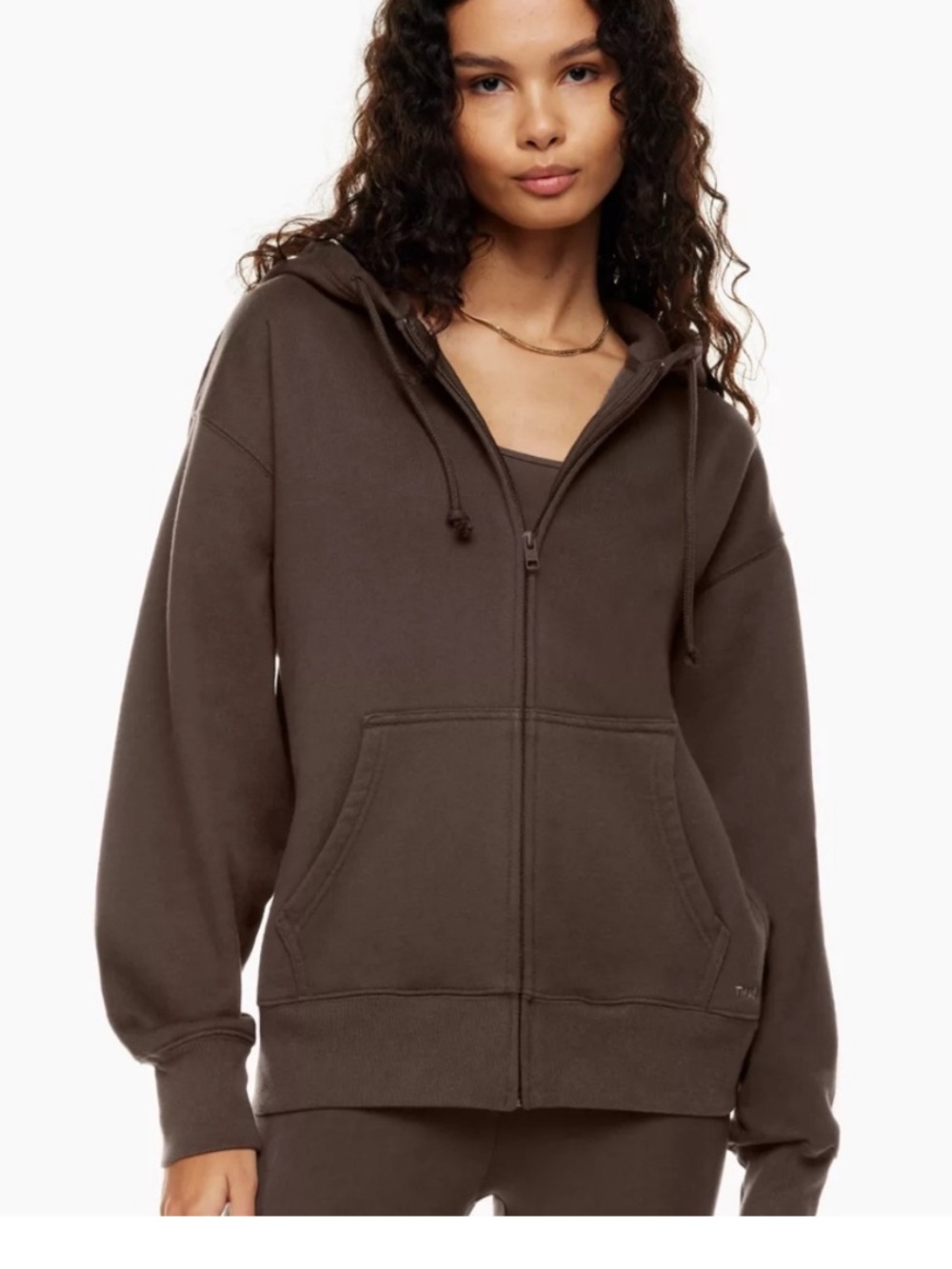 TNA Cozy Sweatfleece Zip Hoodie in Taupe